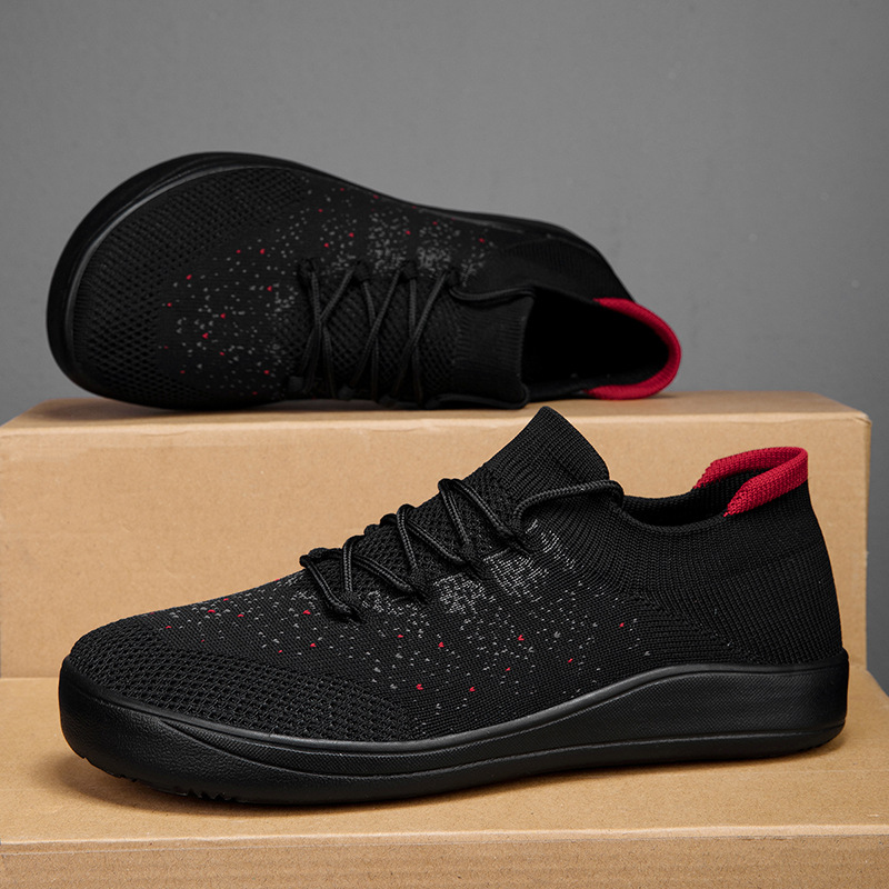 New Men Casual Shoes Breathabl - Knit Fabric Lace Up Sneakers ulasan dan harga