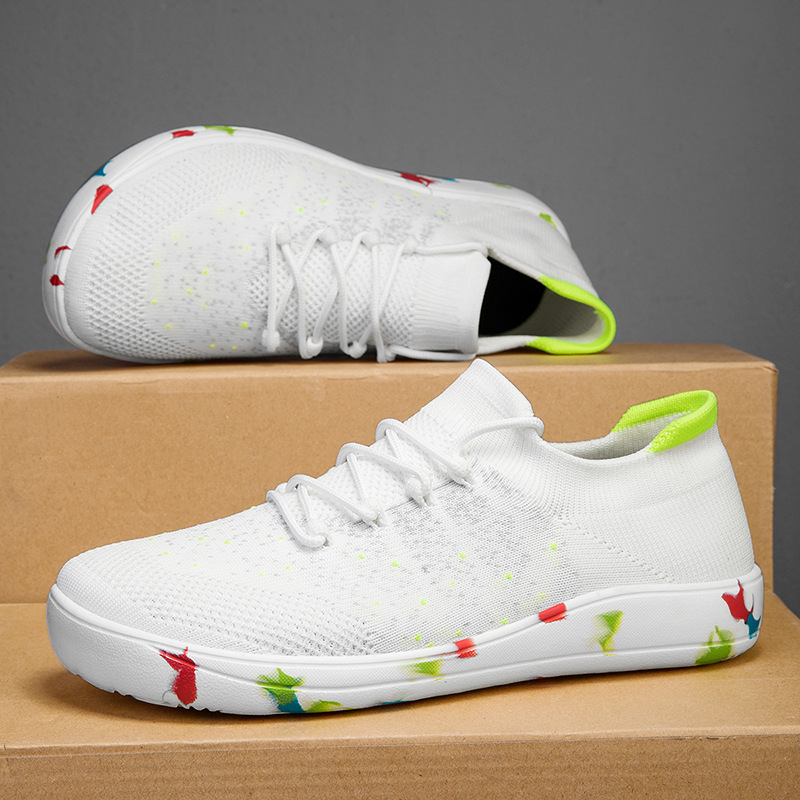 New Men Casual Shoes Breathabl - Knit Fabric Lace Up Sneakers ulasan dan harga