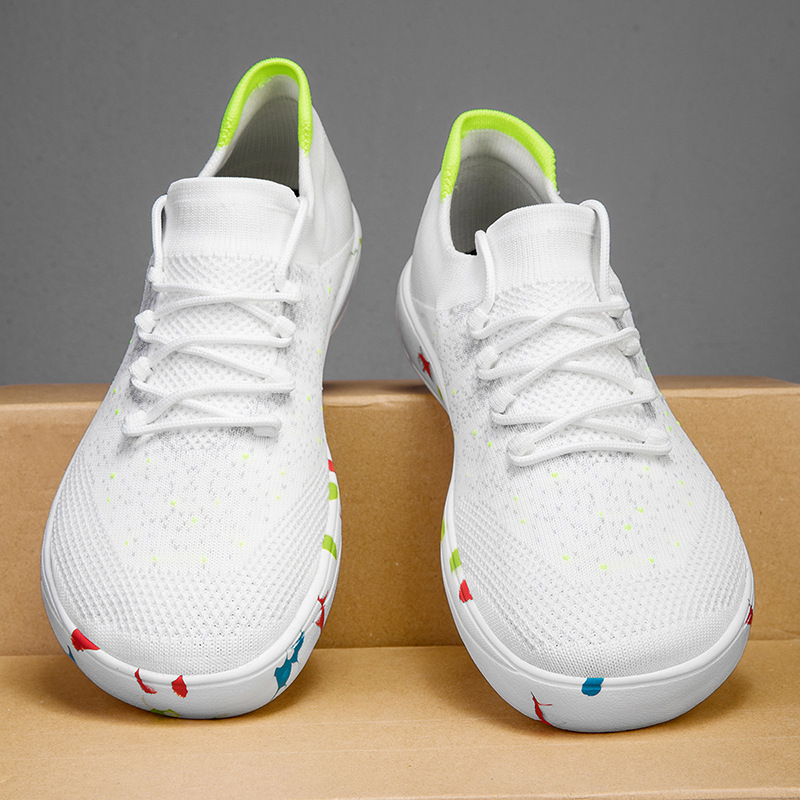 New Men Casual Shoes Breathabl - Knit Fabric Lace Up Sneakers ulasan dan harga