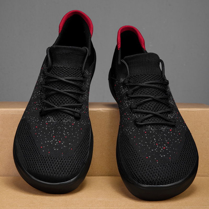 New Men Casual Shoes Breathabl - Knit Fabric Lace Up Sneakers ulasan dan harga