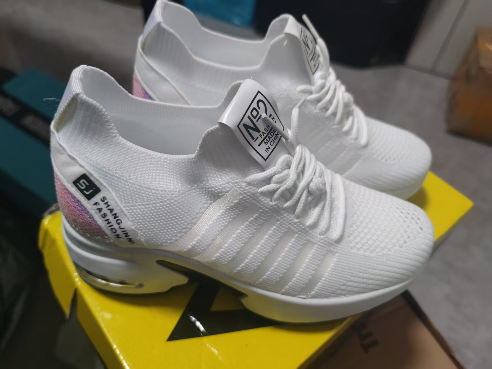 2025 Spring Sequined Casual Sh - Knit Fabric Lace Up Sneakers ulasan dan harga