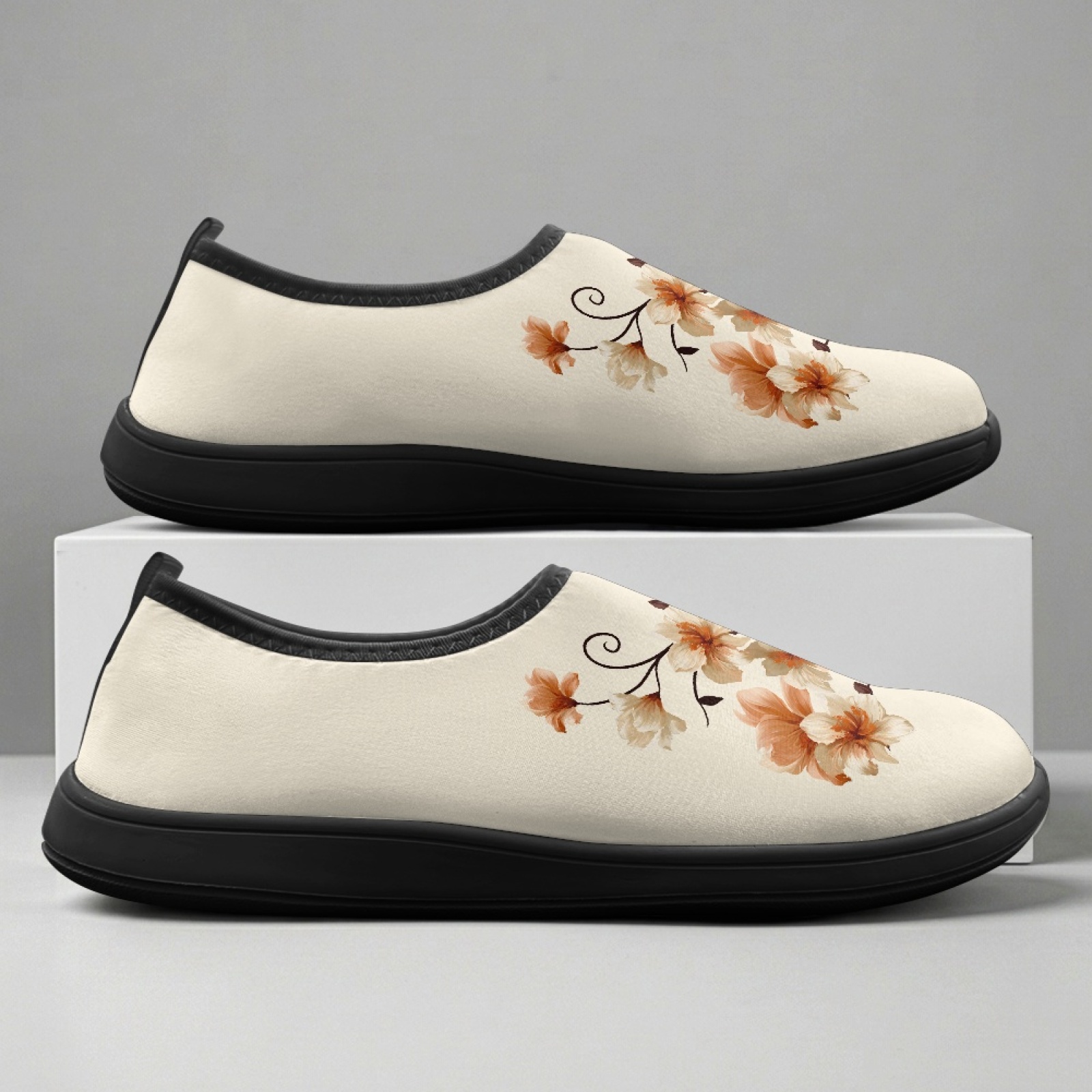 PENSTROLL Orange Floral Print  - Wide Toe Box Running Sneakers ulasan dan harga
