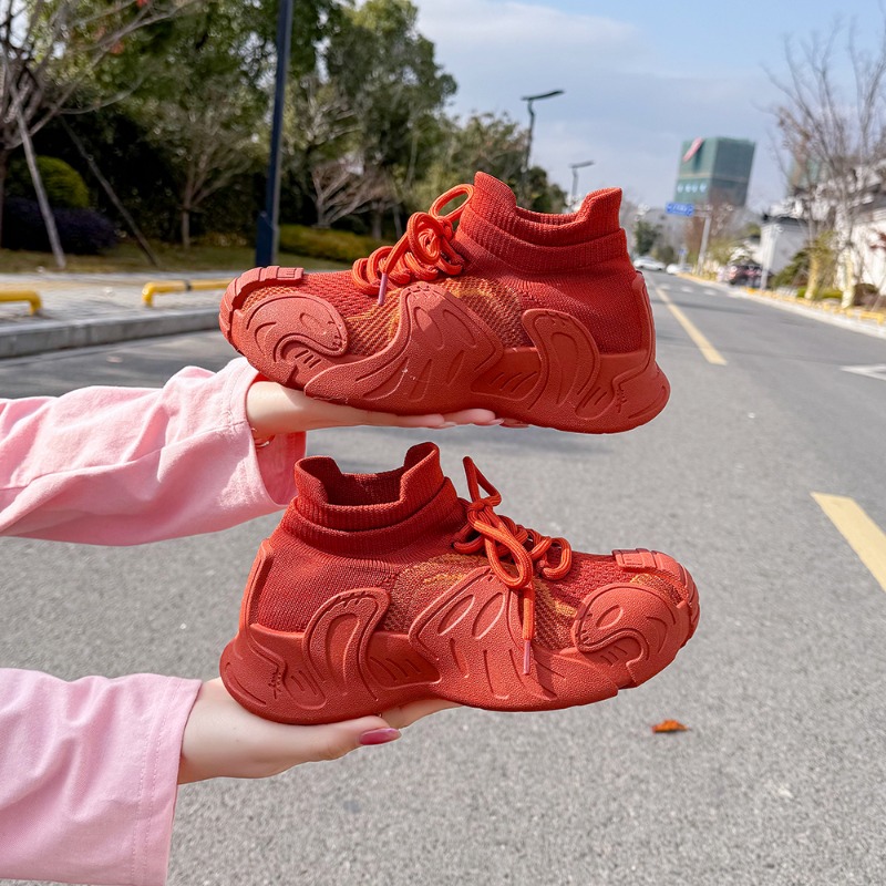 2026 New Knitted Breathable Wo - Knit Fabric Lace Up Sneakers ulasan dan harga