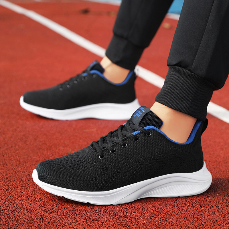New Shoes for Men Sneaker Spri - Knit Fabric Lace Up Sneakers ulasan dan harga