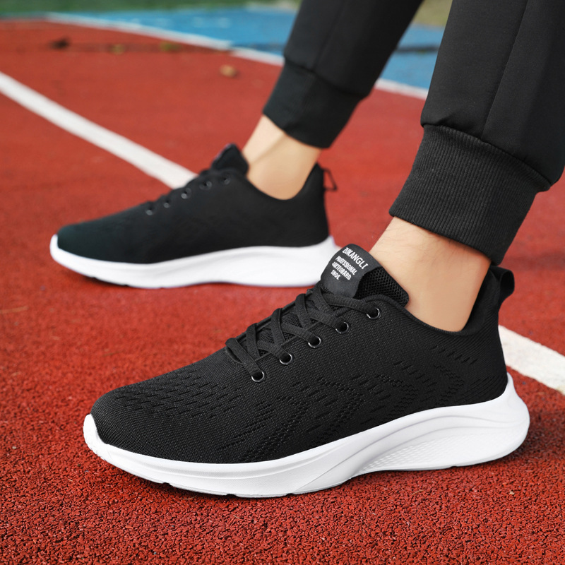 New Shoes for Men Sneaker Spri - Knit Fabric Lace Up Sneakers ulasan dan harga