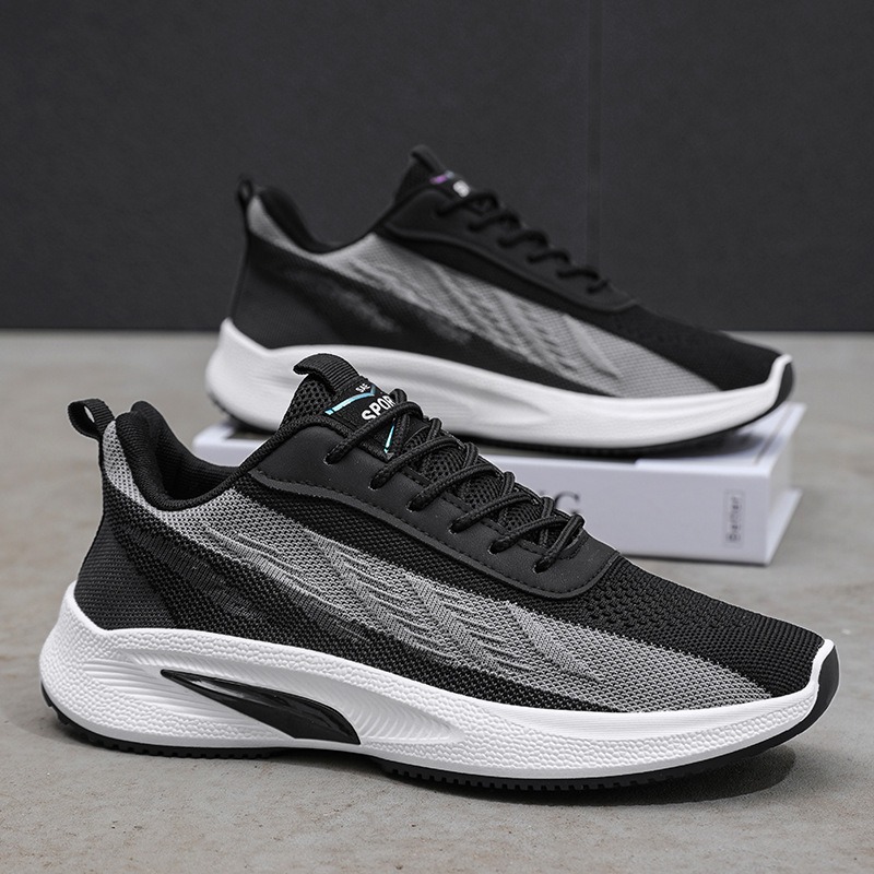 designer running shoes man bre - Knit Fabric Lace Up Sneakers ulasan dan harga