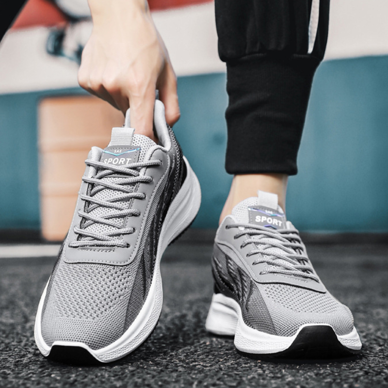 designer running shoes man bre - Knit Fabric Lace Up Sneakers ulasan dan harga