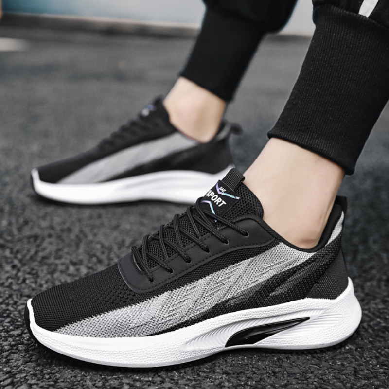 designer running shoes man bre - Knit Fabric Lace Up Sneakers ulasan dan harga