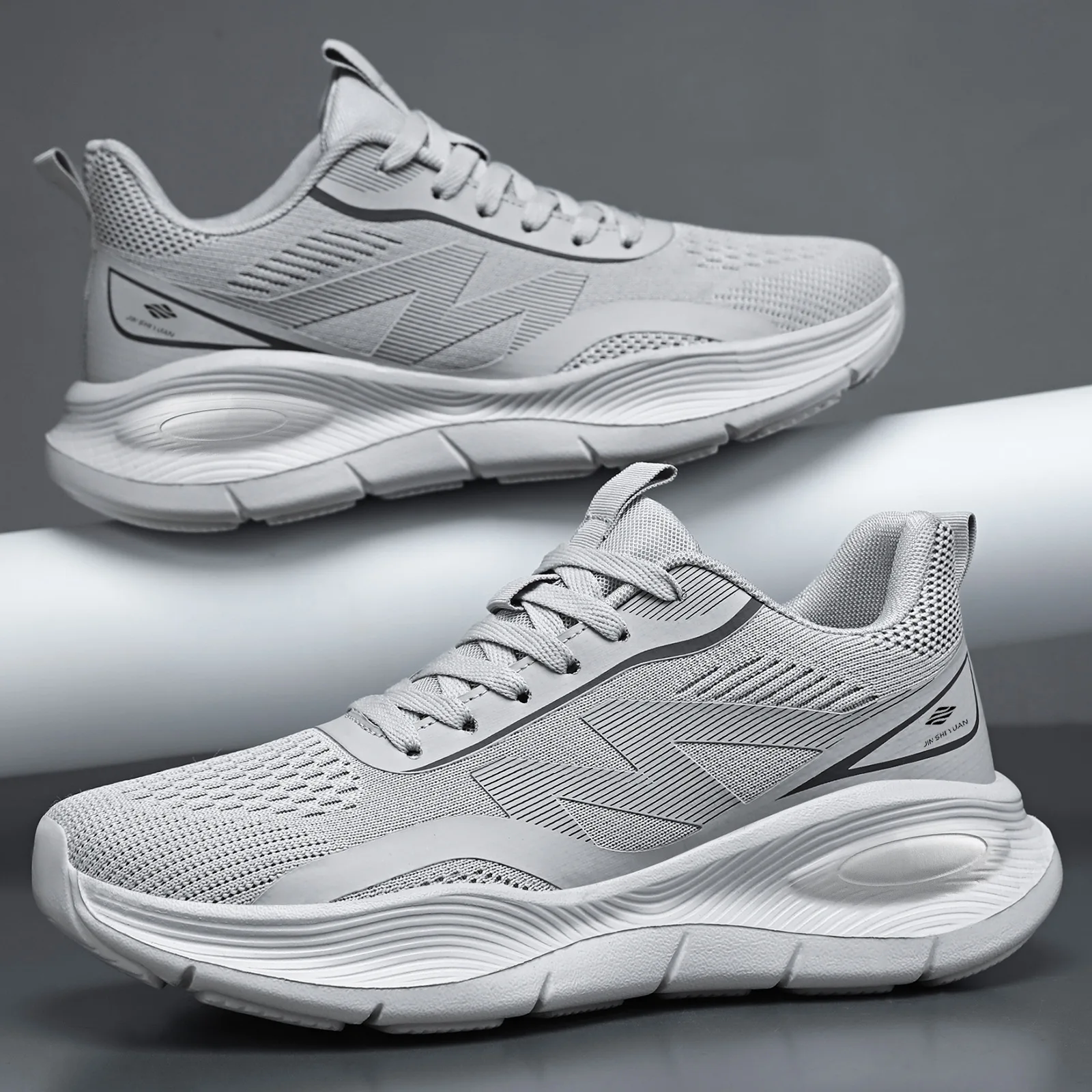 Men Mesh Running Sneakers Ligh - Shock Absorbing Gym Trainers ulasan dan harga